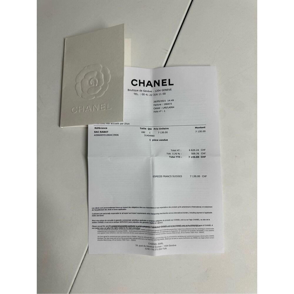 Purchase receipt Bag Chanel Rabat Price in Switzerland Francs